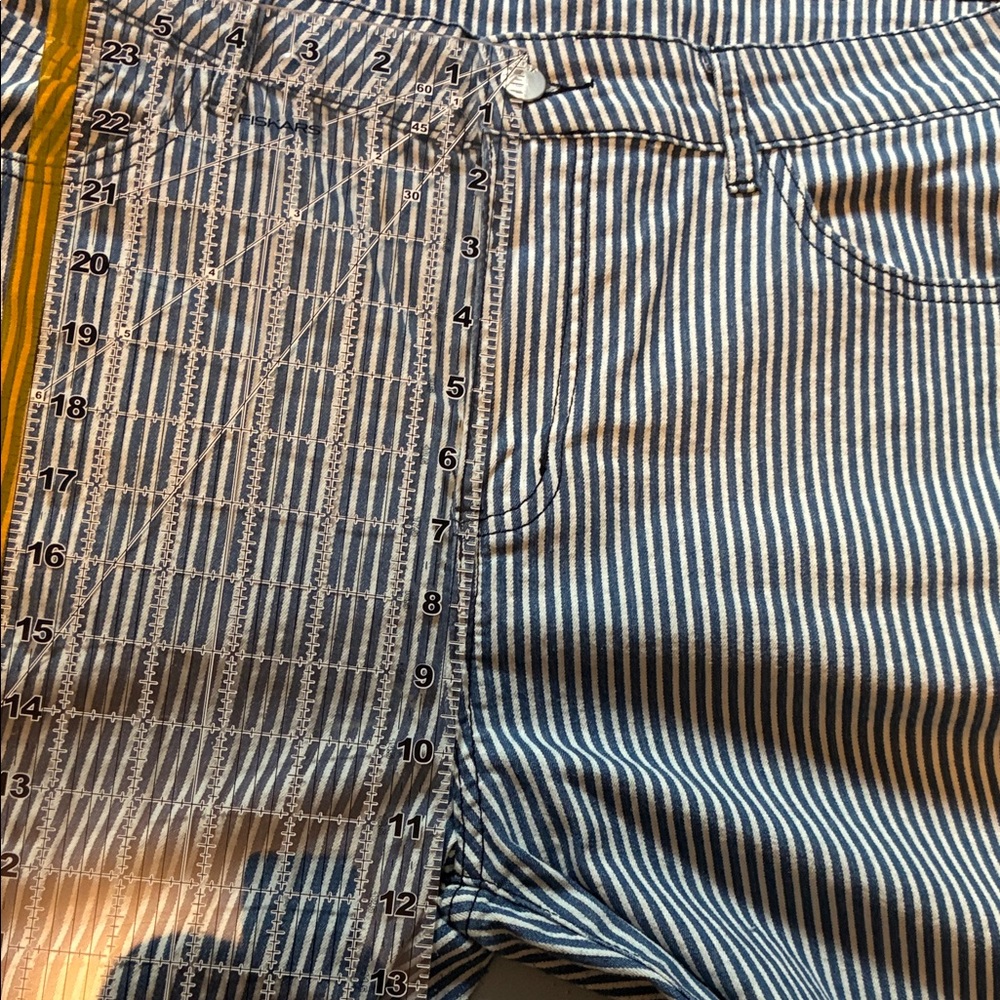 Striped Blue Flare Jeans - Picture 7 of 9